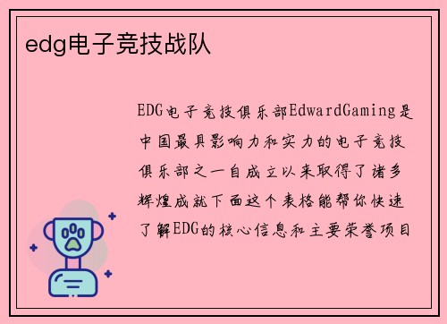 edg电子竞技战队