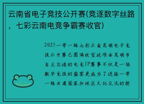 云南省电子竞技公开赛(竞逐数字丝路，七彩云南电竞争霸赛收官)